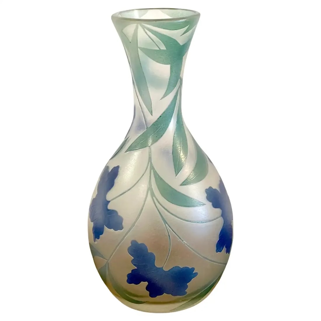 Mid 20th Century French Modern Floral Cameo Glass Vase, Signed Daum+Nancy France - 12