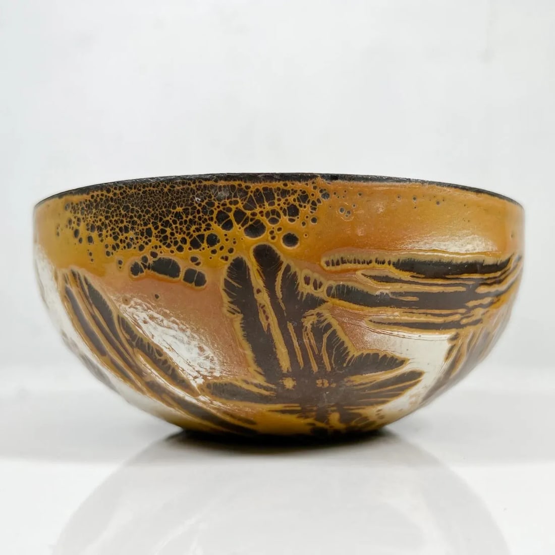 1960s Hanova of Pasadena Brown Enamel Lava Bowl California - 5