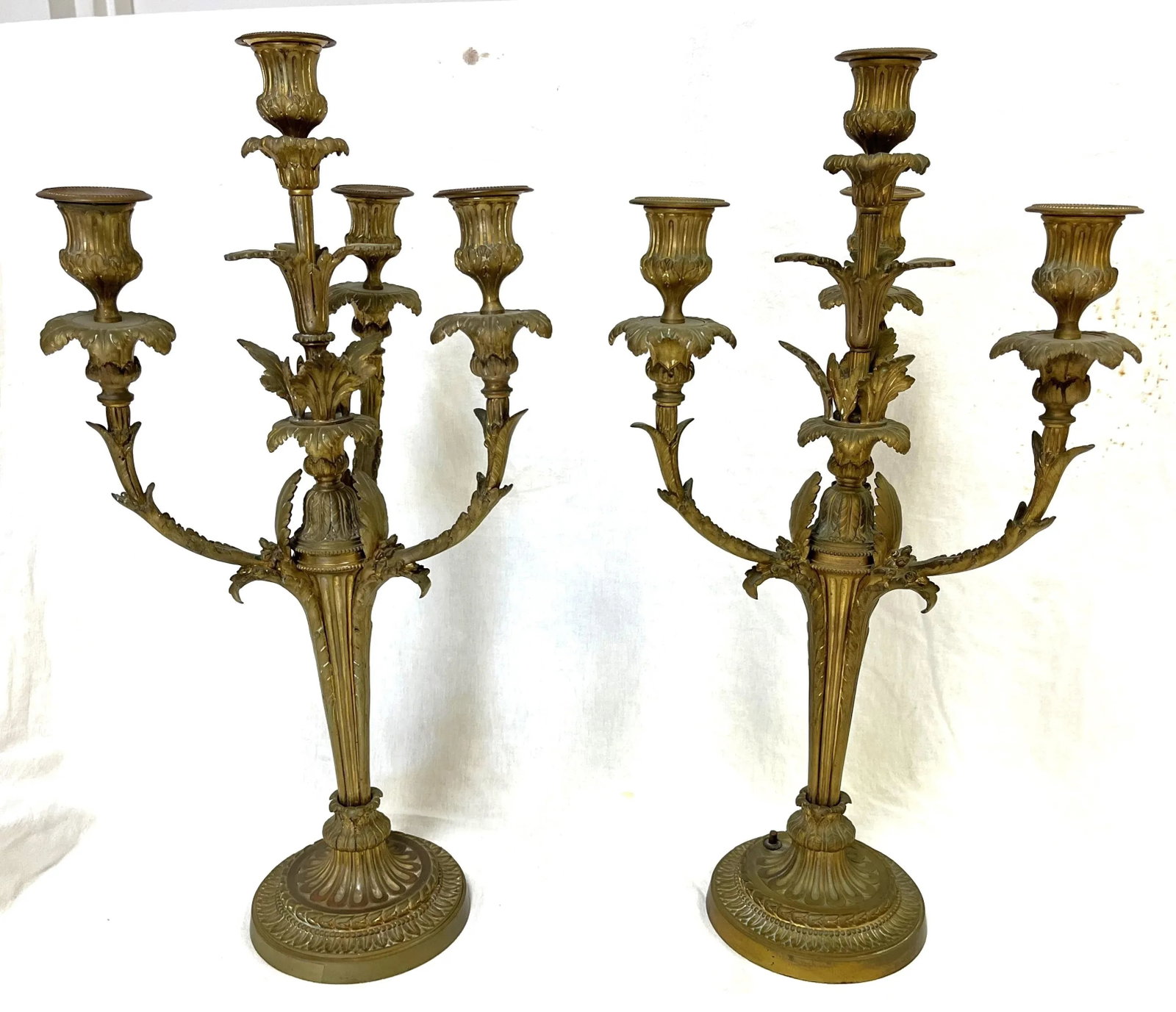 19Th Century French Dorè Bronze 4-Arm Candelabra- a Pair - 2