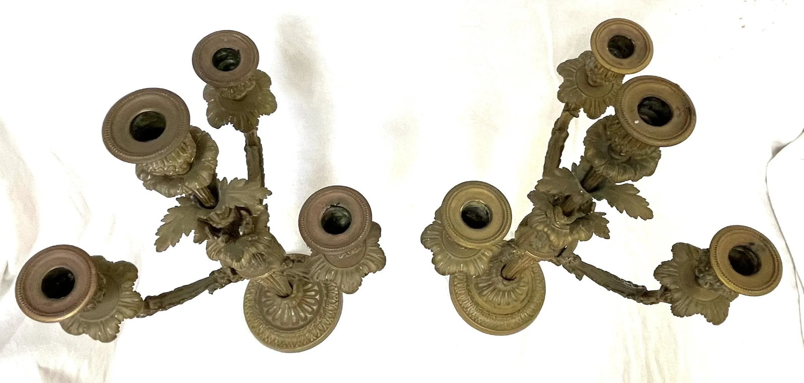 19Th Century French Dorè Bronze 4-Arm Candelabra- a Pair - 3