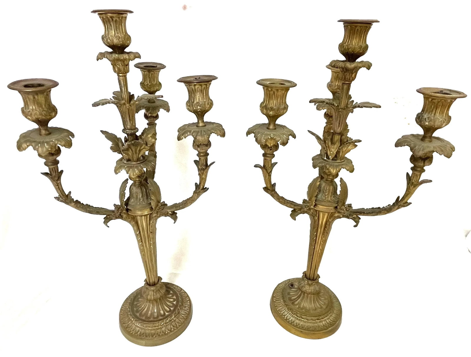 19Th Century French Dorè Bronze 4-Arm Candelabra- a Pair - 4