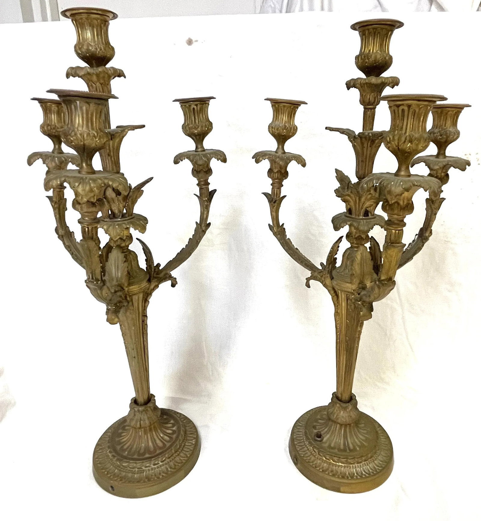 19Th Century French Dorè Bronze 4-Arm Candelabra- a Pair - 5