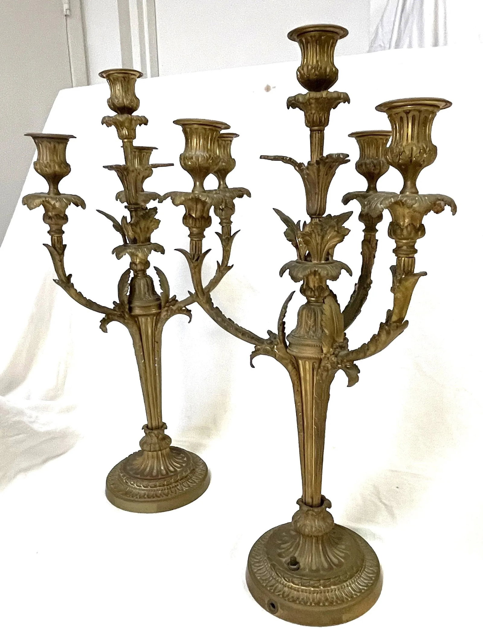 19Th Century French Dorè Bronze 4-Arm Candelabra- a Pair - 7