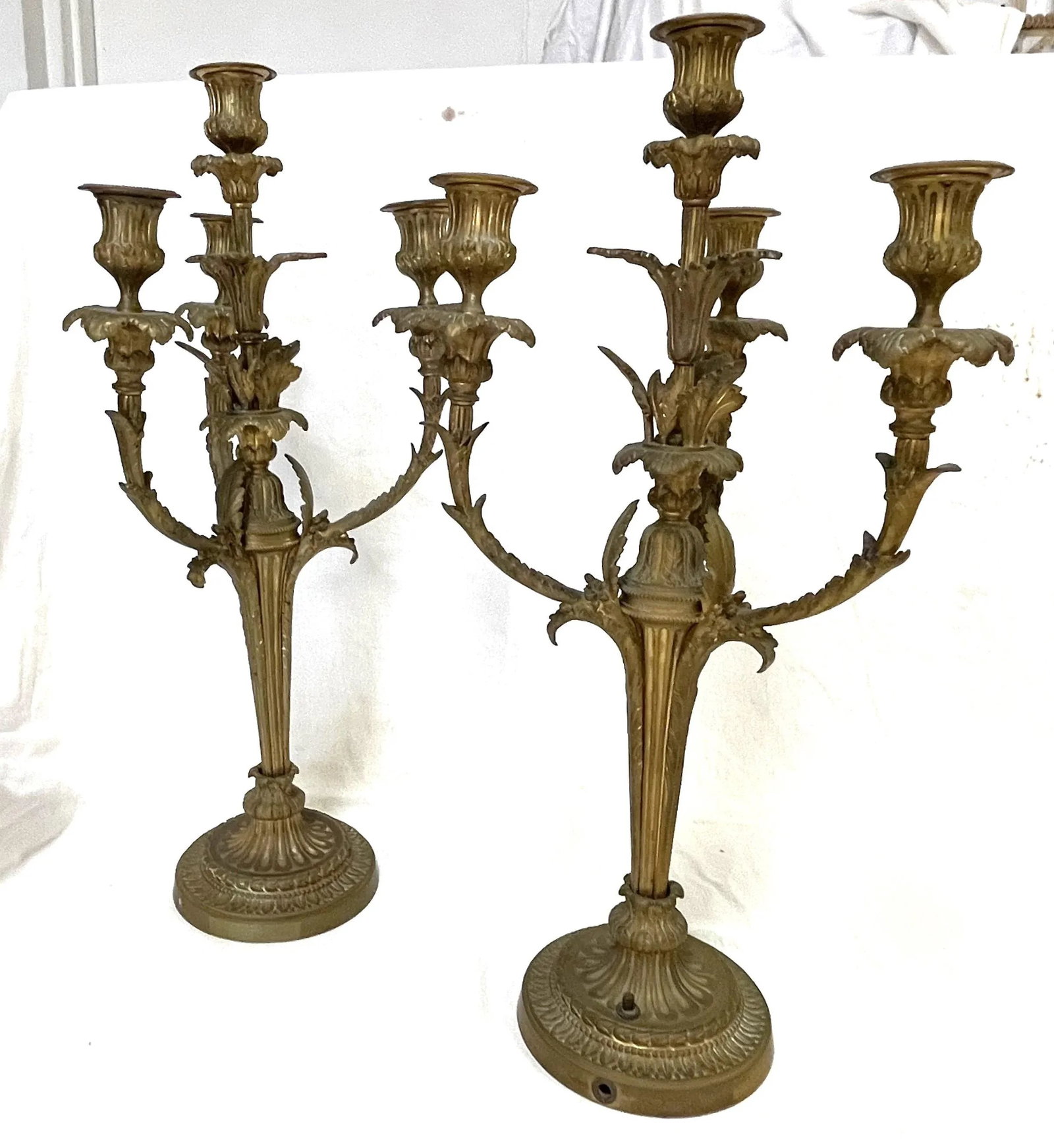 19Th Century French Dorè Bronze 4-Arm Candelabra- a Pair - 9