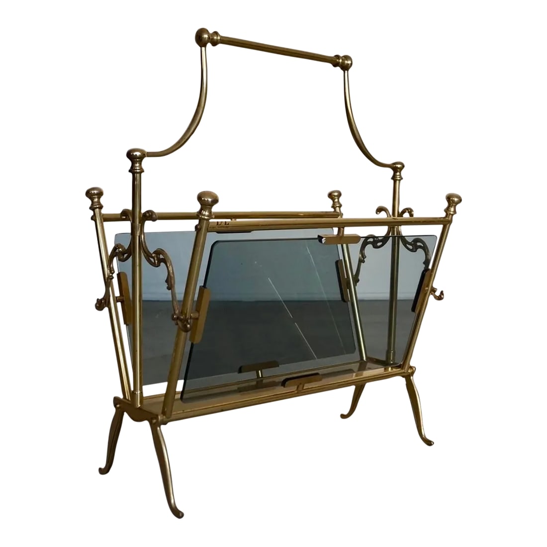 1960's Hollywood Regency Italian Solid Brass Magazine Rack (1 of 13)