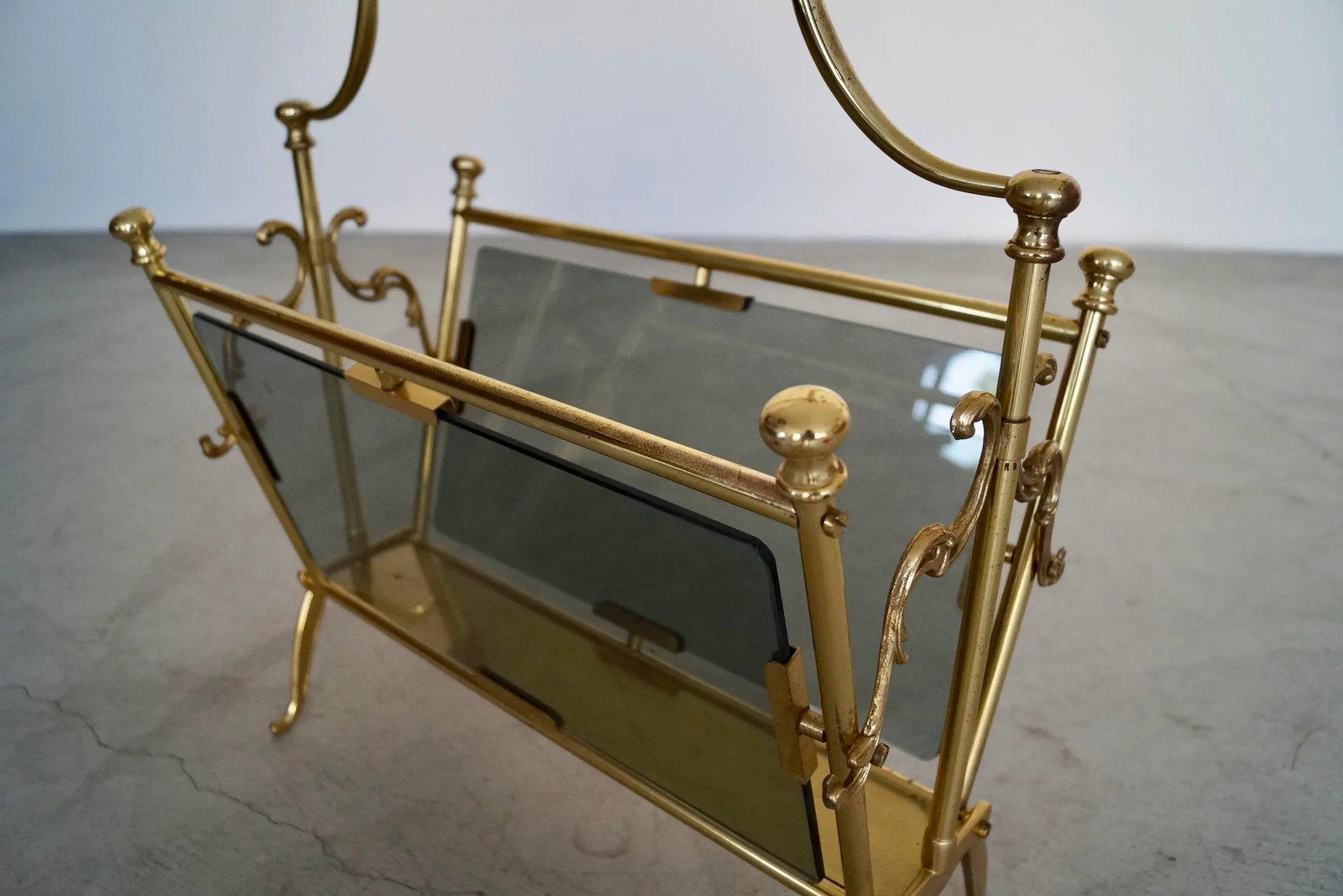 1960's Hollywood Regency Italian Solid Brass Magazine Rack - 9