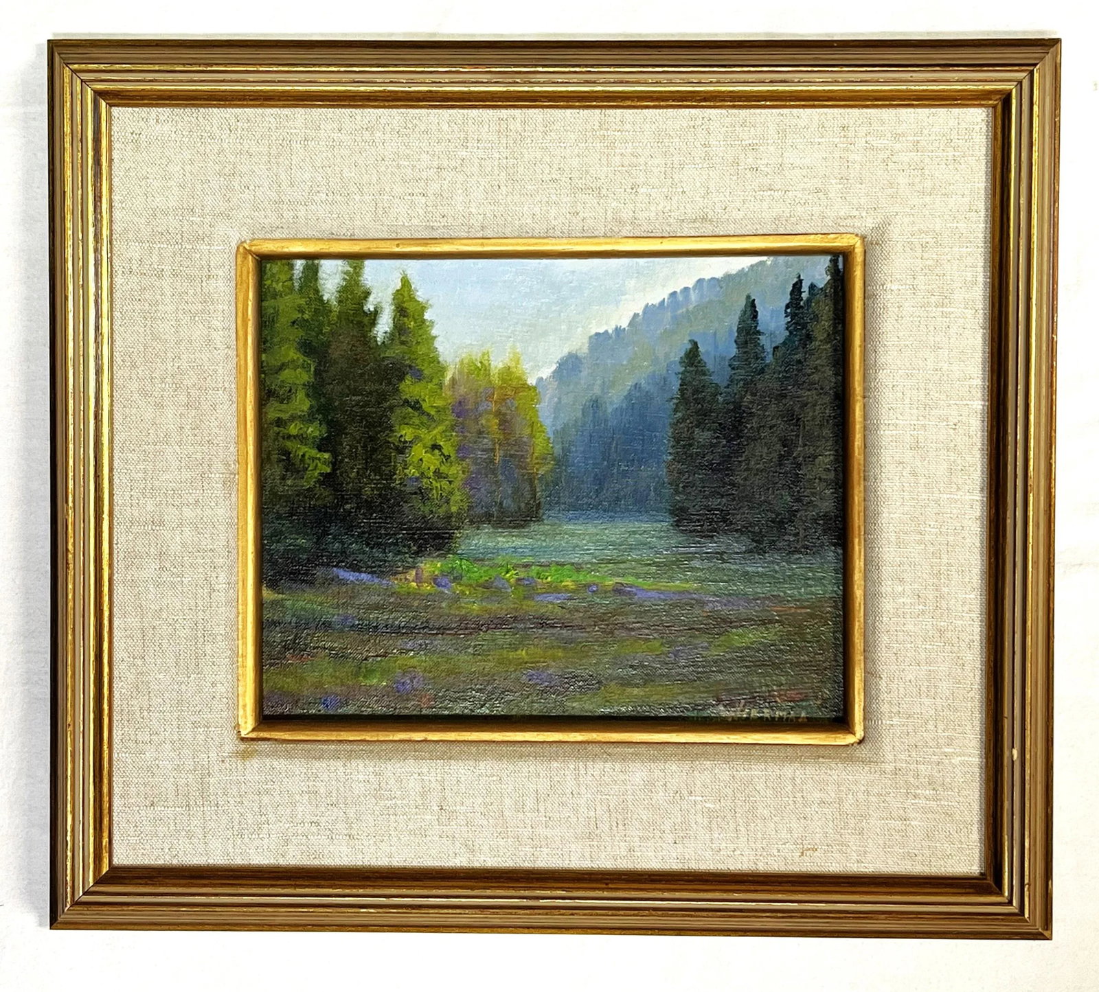 Bob Wiermaa (California 1934- Present) Signed Original Oil Painting on Board "Sequoia Meadow" - 13