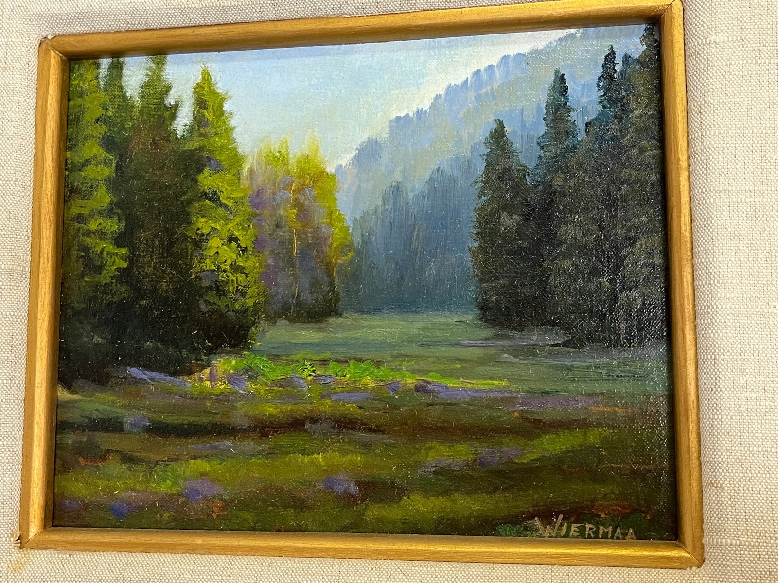 Bob Wiermaa (California 1934- Present) Signed Original Oil Painting on Board "Sequoia Meadow" - 2