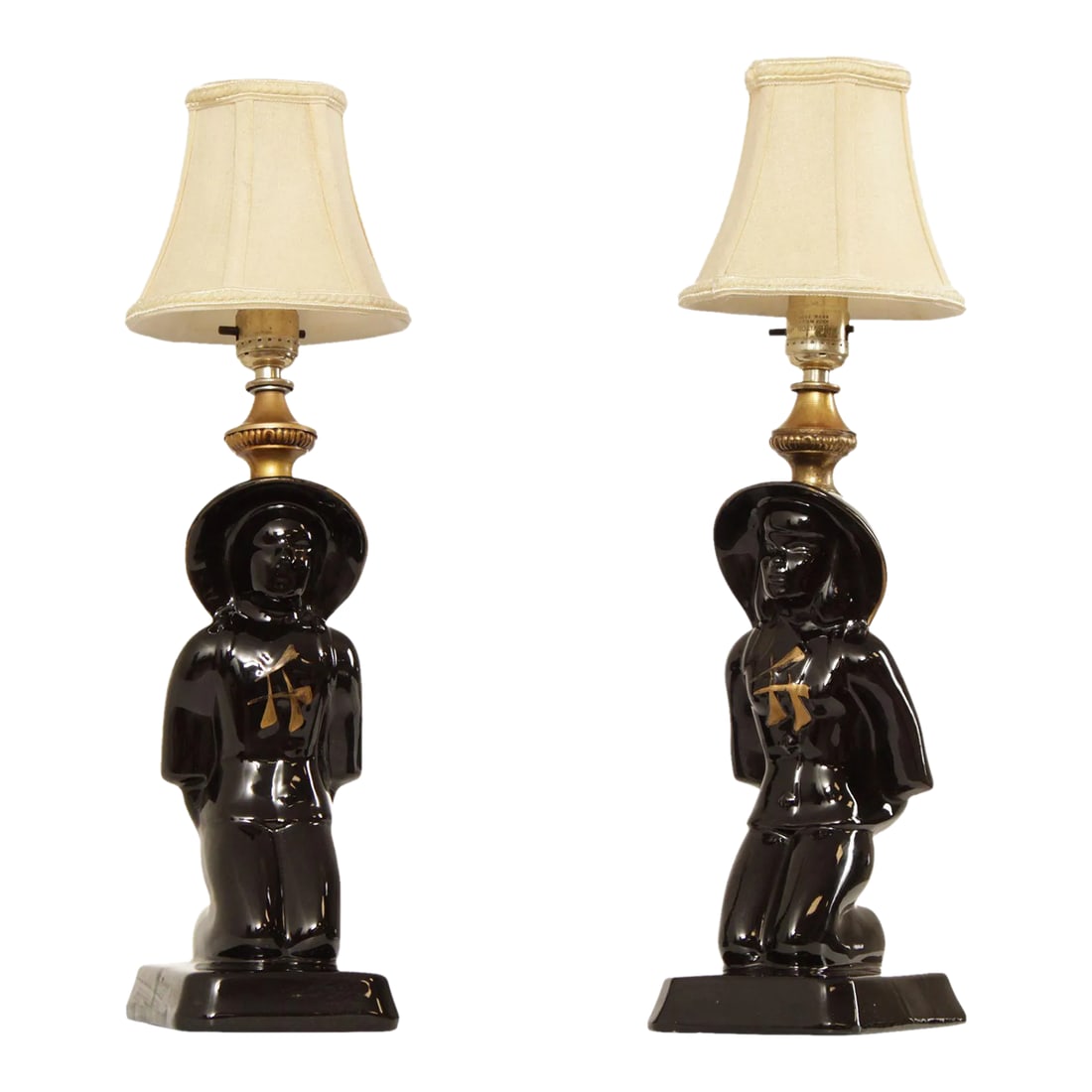 Mid 20th Century Underwriters' Laboratories Mid Century Chinoiserie Figural Ceramic Table Lamps - A (1 of 13)