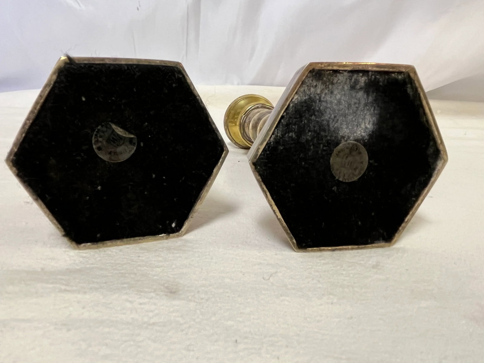 1970's William Adams 7" High Brass Plated Barley Twist Candlesticks Made in India- a Pair - 8