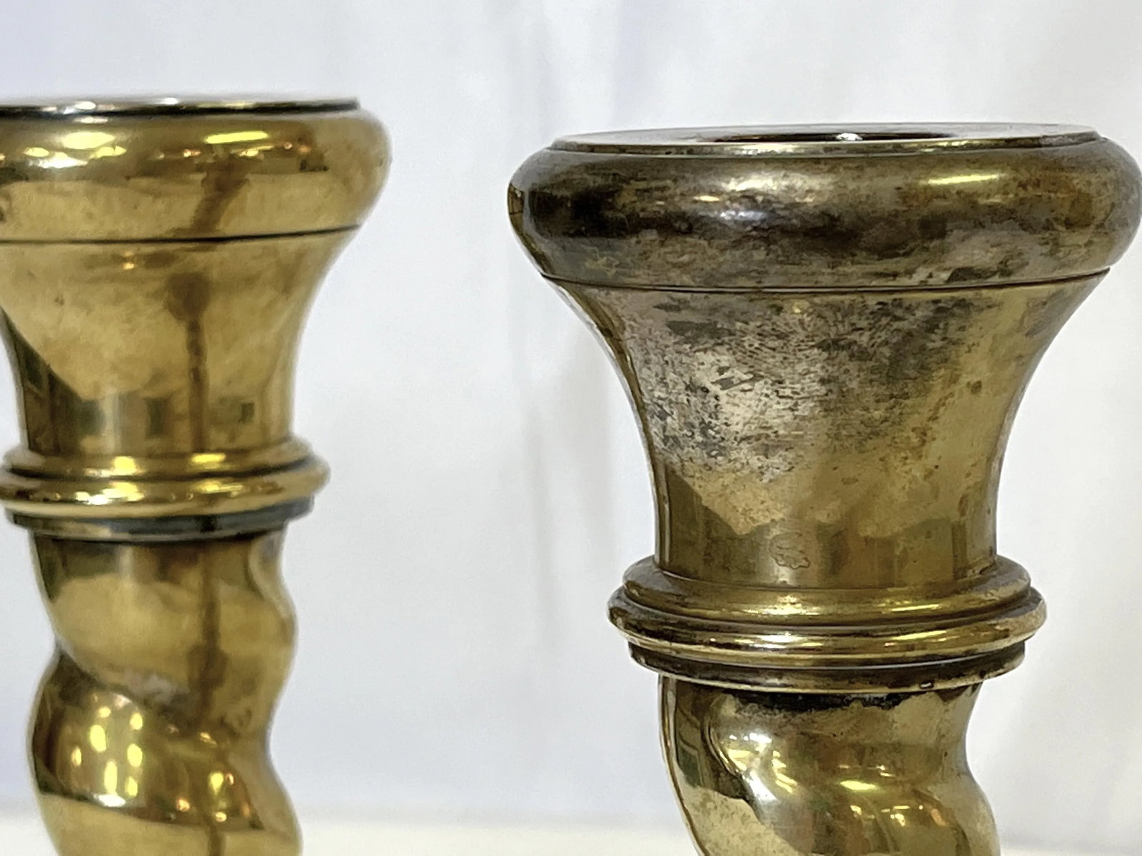 1970's William Adams 8" High Brass Plated Barley Twist Candlesticks Made in India- a Pair - 8