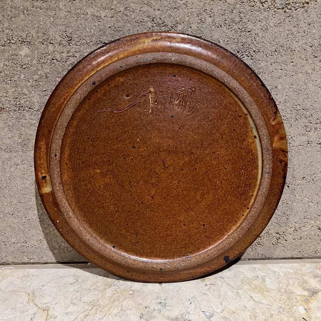 1980s Stoneware Pottery Brown Platter Artist Melching - 6