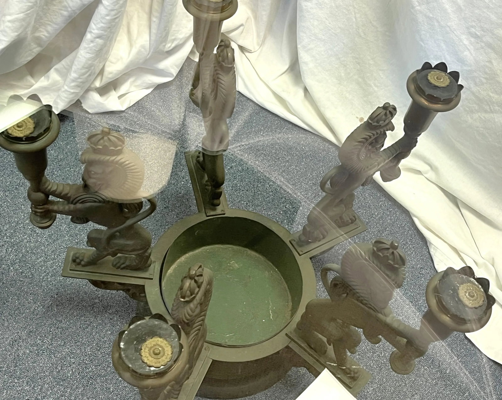 Antique Bronze Regency Royal Lion Epergne Coffee Table - 10