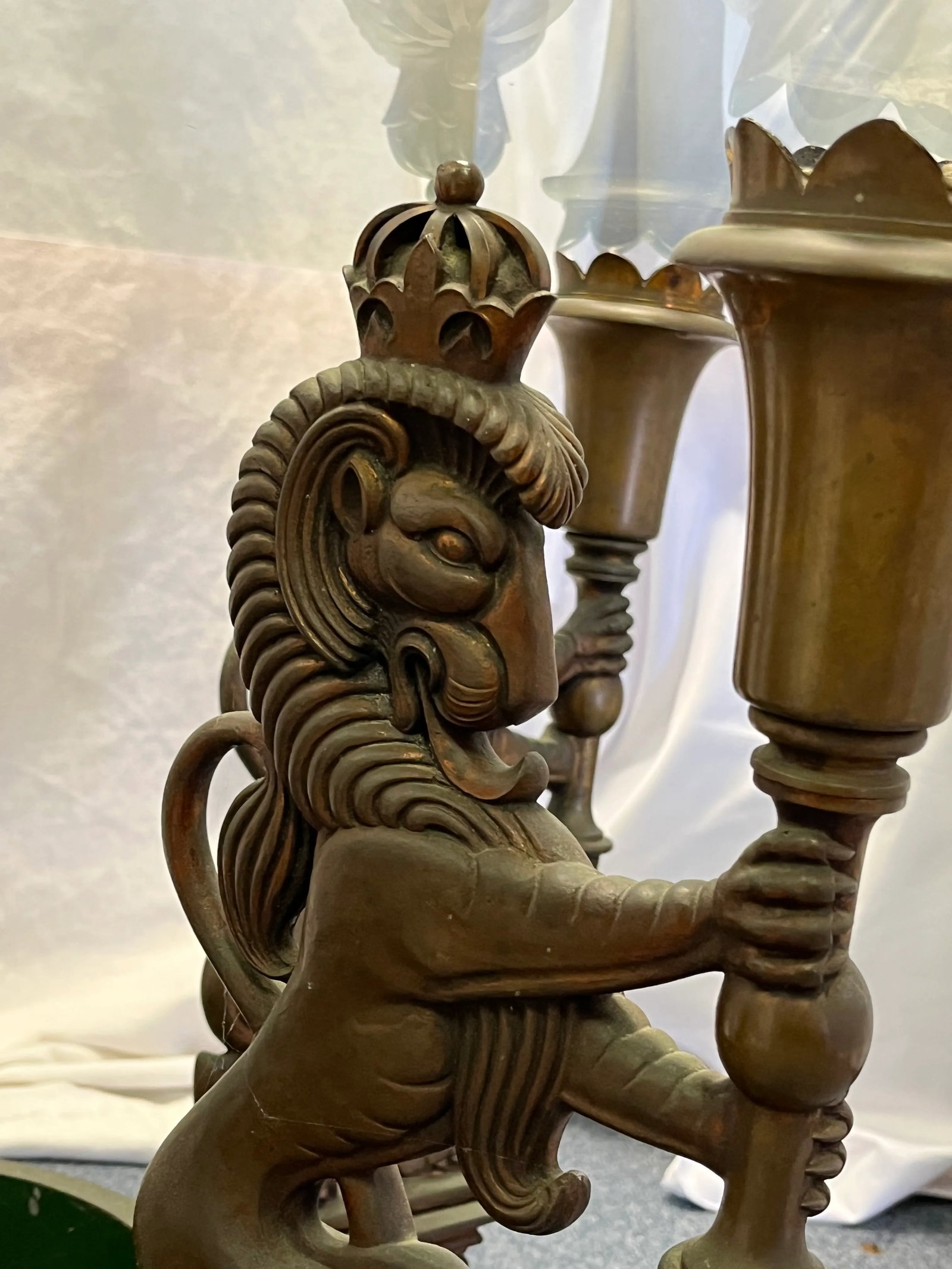 Antique Bronze Regency Royal Lion Epergne Coffee Table - 12