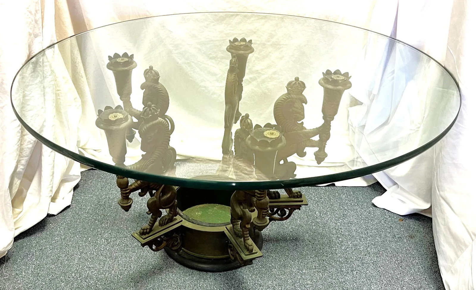 Antique Bronze Regency Royal Lion Epergne Coffee Table - 4