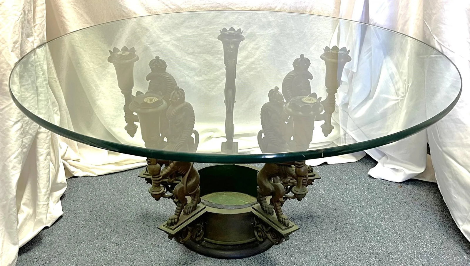 Antique Bronze Regency Royal Lion Epergne Coffee Table - 7