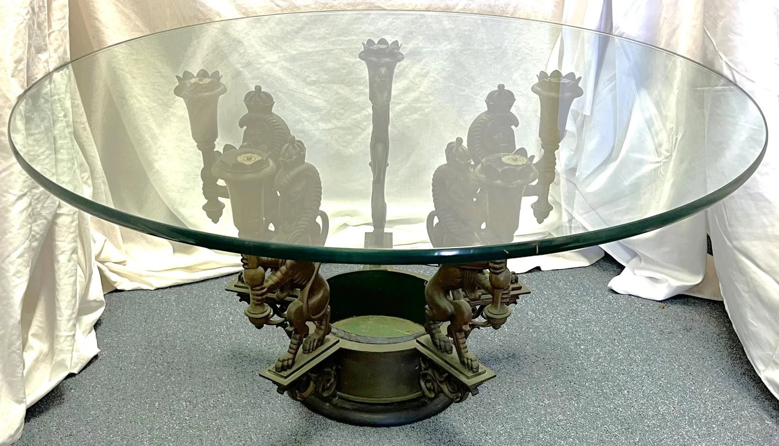 Antique Bronze Regency Royal Lion Epergne Coffee Table - 8