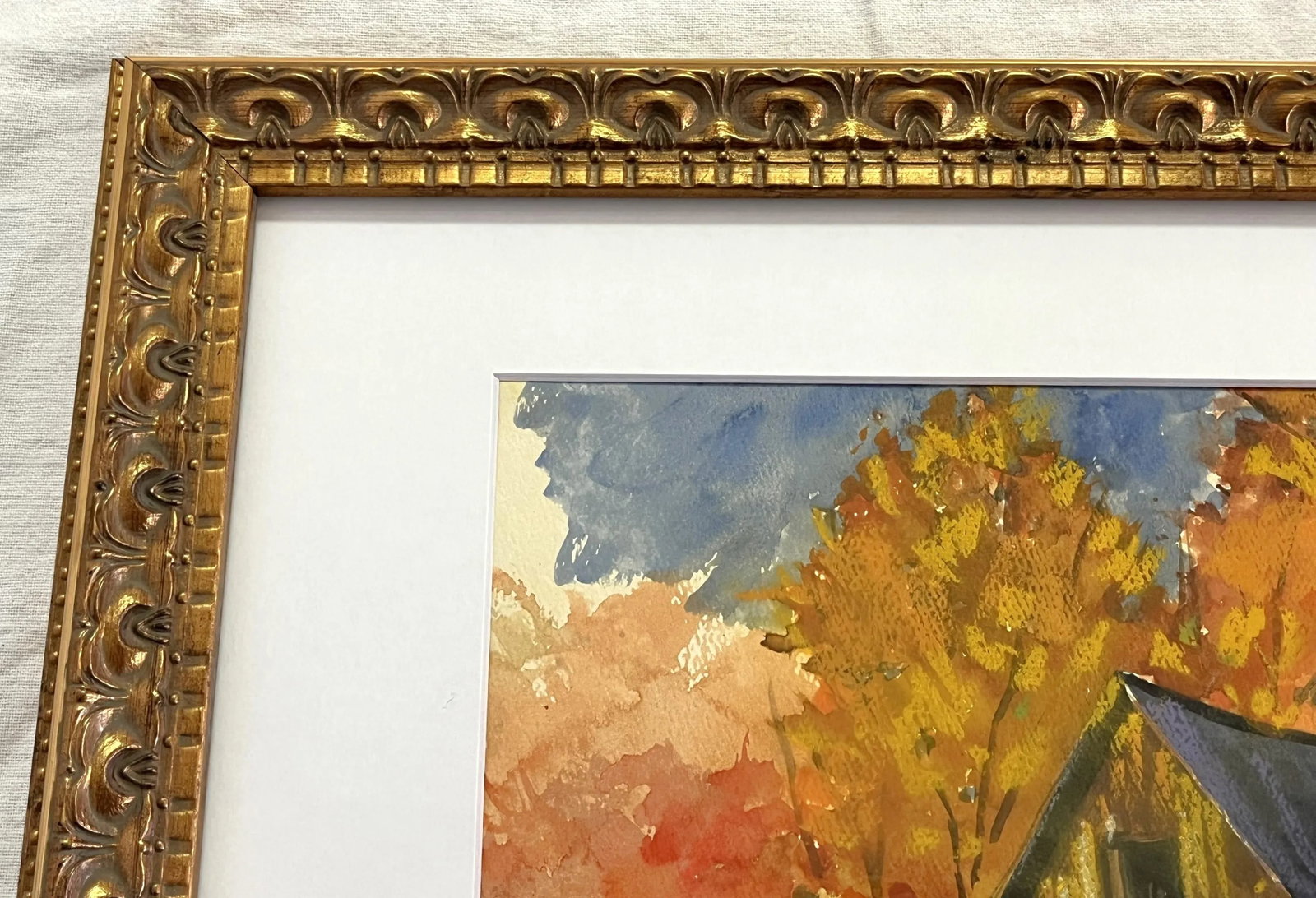 Framed Original Signed Watercolor Painting by M E Ventola of an 'Old Barn in Autumn' - 10