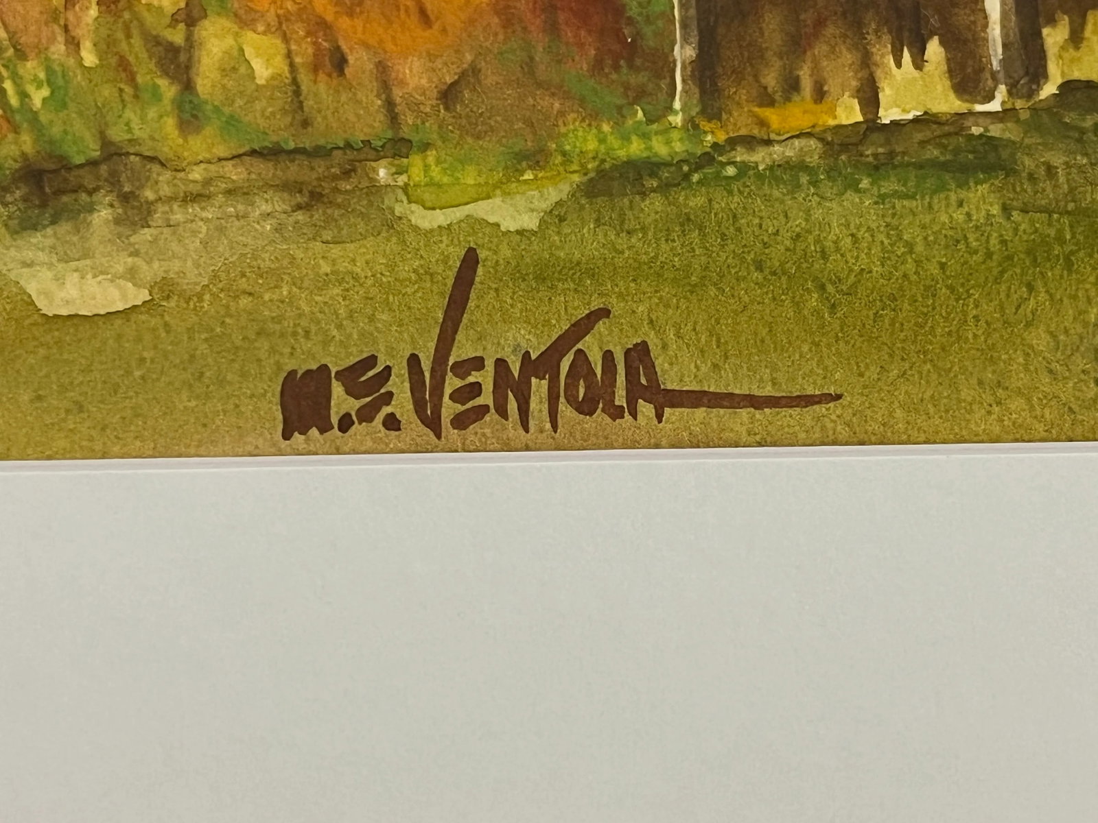 Framed Original Signed Watercolor Painting by M E Ventola of an 'Old Barn in Autumn' - 8