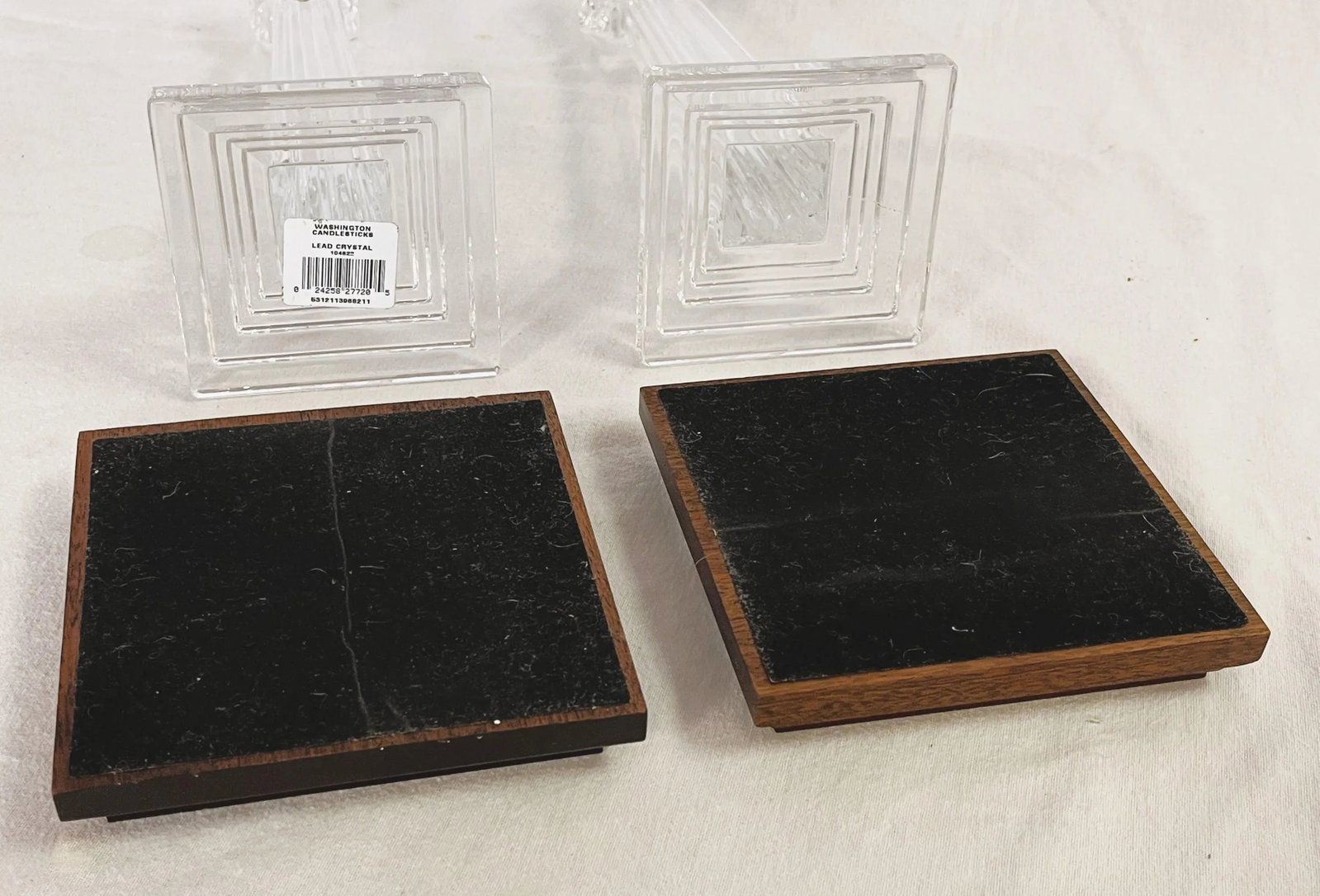 Waterford Crystal Candlesticks on Wood Plinths- a Pair - 11
