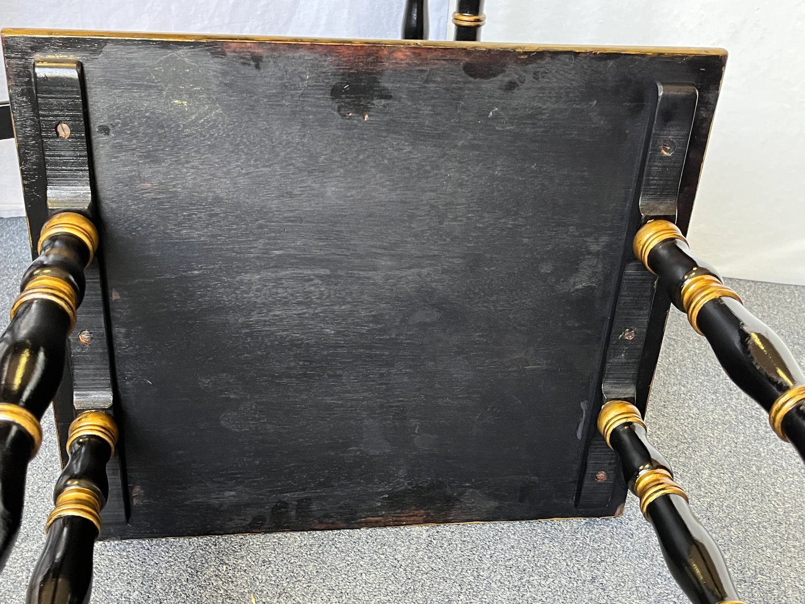Vintage Hollywood Regency Nesting Tables in Ebony Finish With Gold Painted Accents- Set of 4 - 10