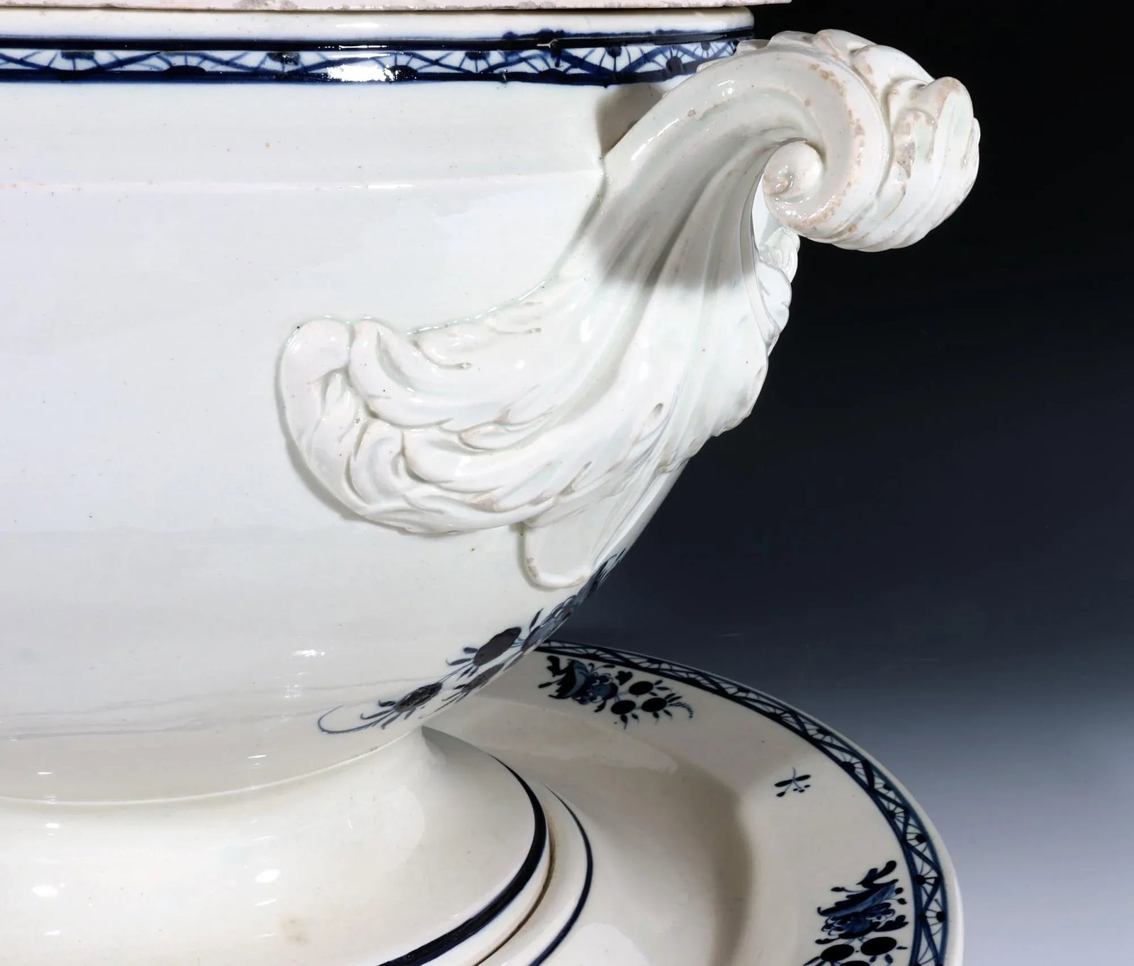 Continental Pottery Large Chinoiserie Soup Tureen, Cover & Stand, Nimy Factory, Belgium - 10