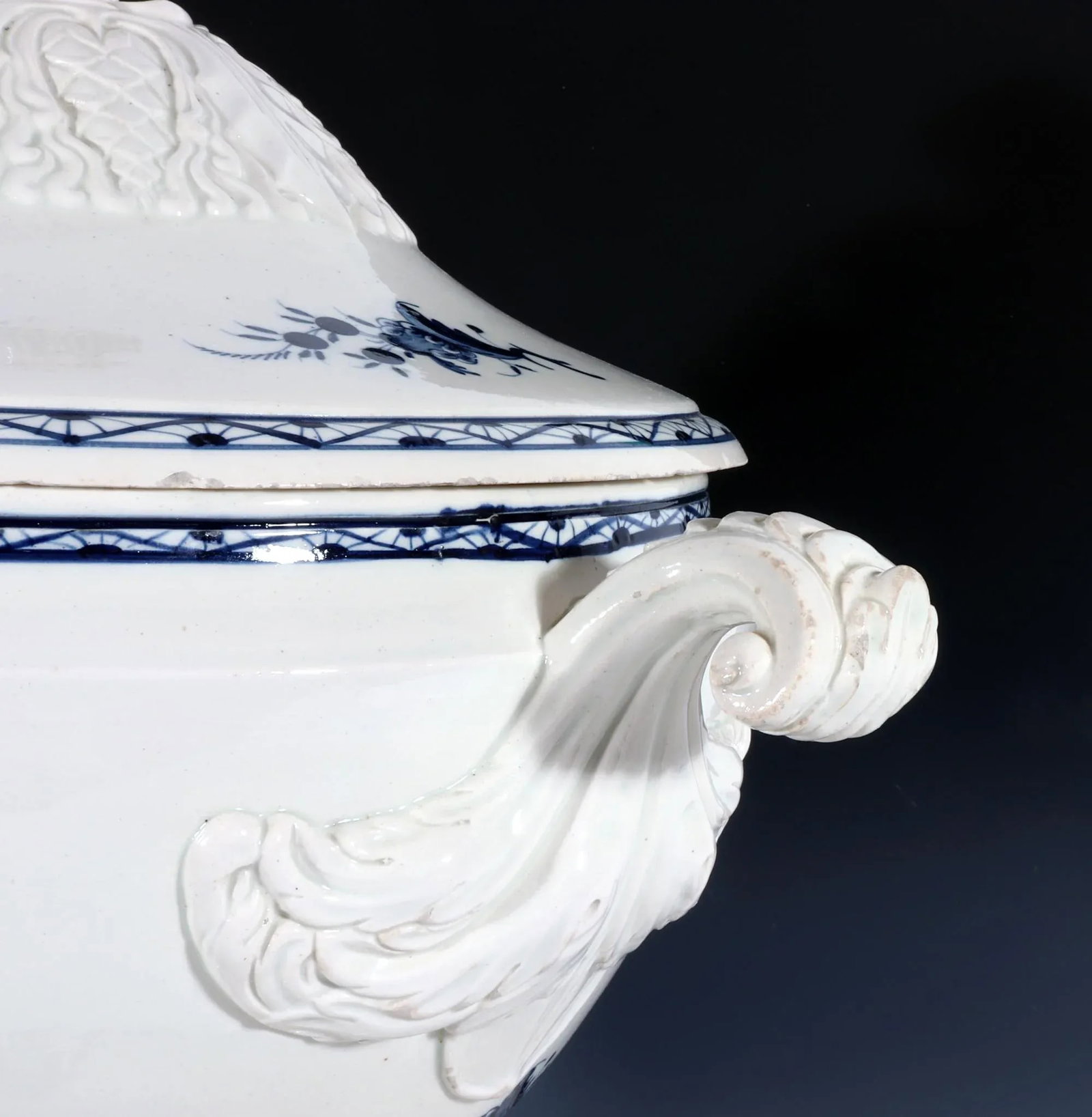 Continental Pottery Large Chinoiserie Soup Tureen, Cover & Stand, Nimy Factory, Belgium - 11