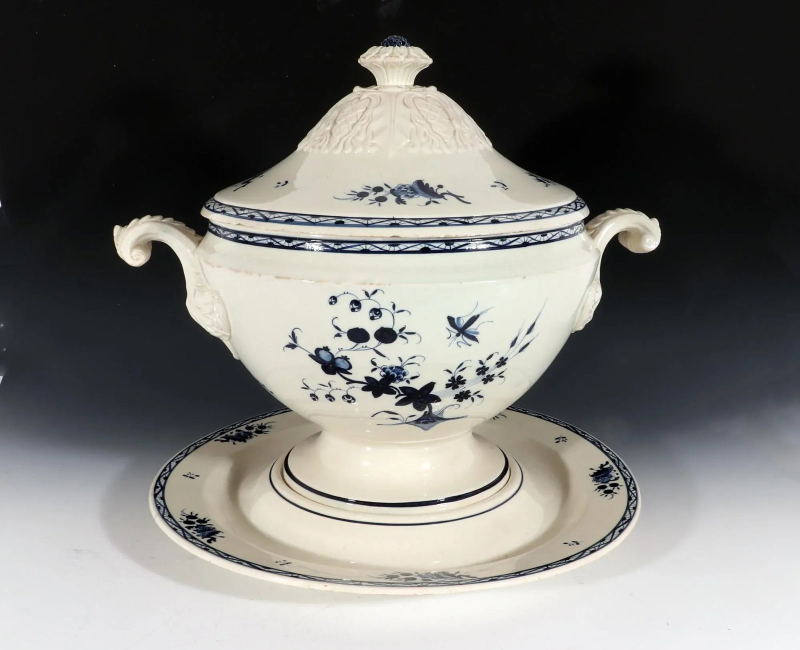Continental Pottery Large Chinoiserie Soup Tureen, Cover & Stand, Nimy Factory, Belgium - 13