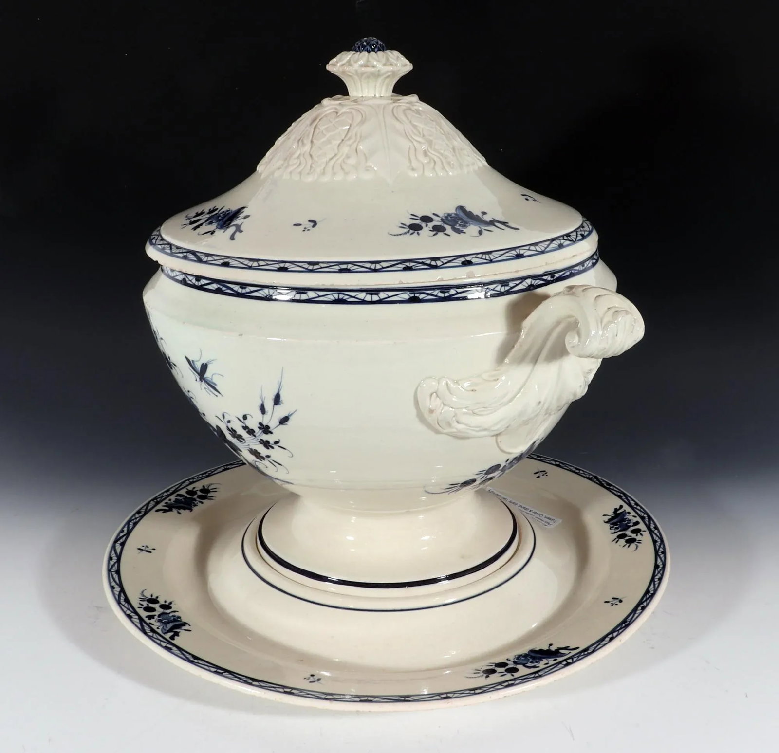 Continental Pottery Large Chinoiserie Soup Tureen, Cover & Stand, Nimy Factory, Belgium - 4