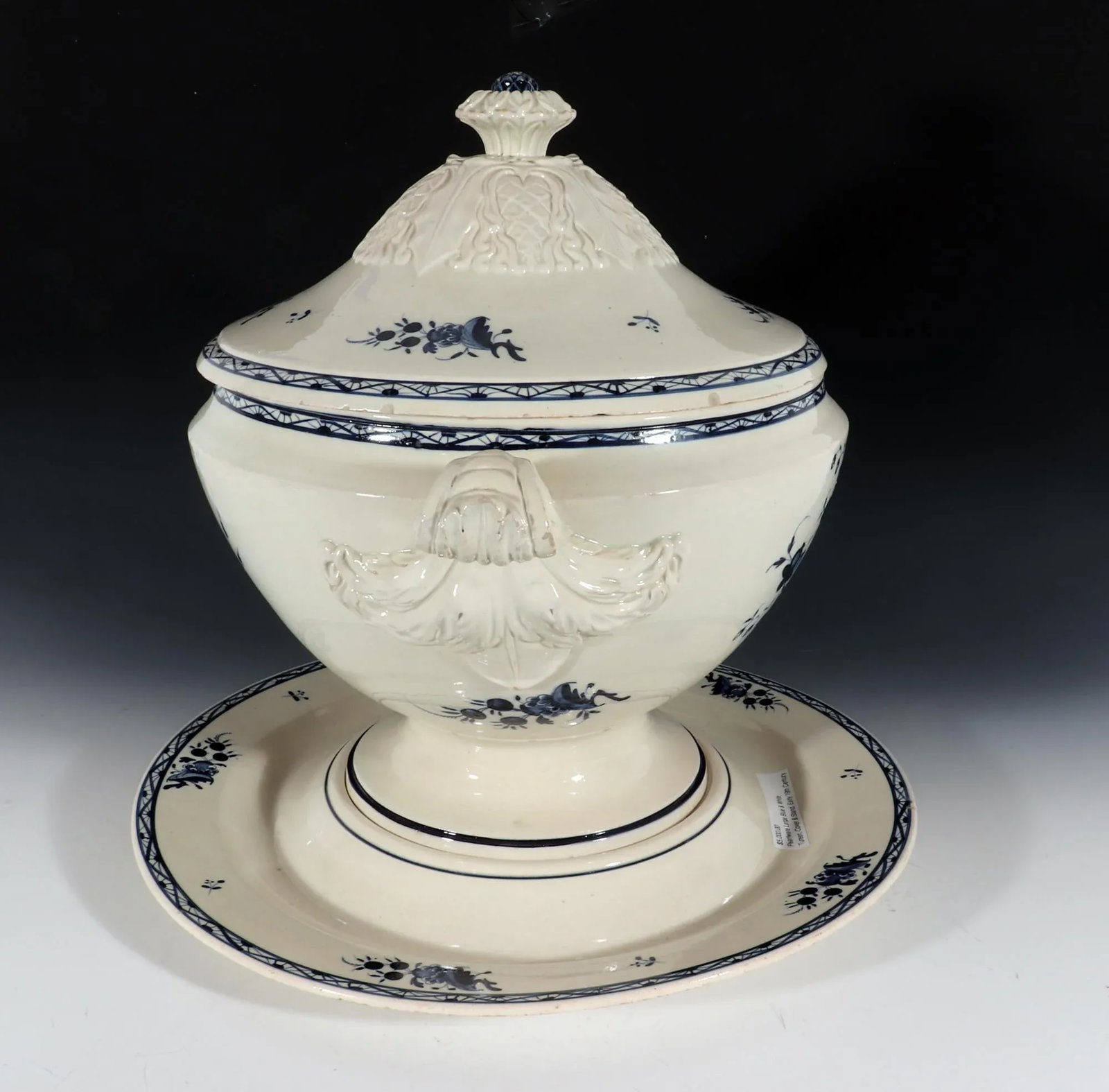 Continental Pottery Large Chinoiserie Soup Tureen, Cover & Stand, Nimy Factory, Belgium - 6