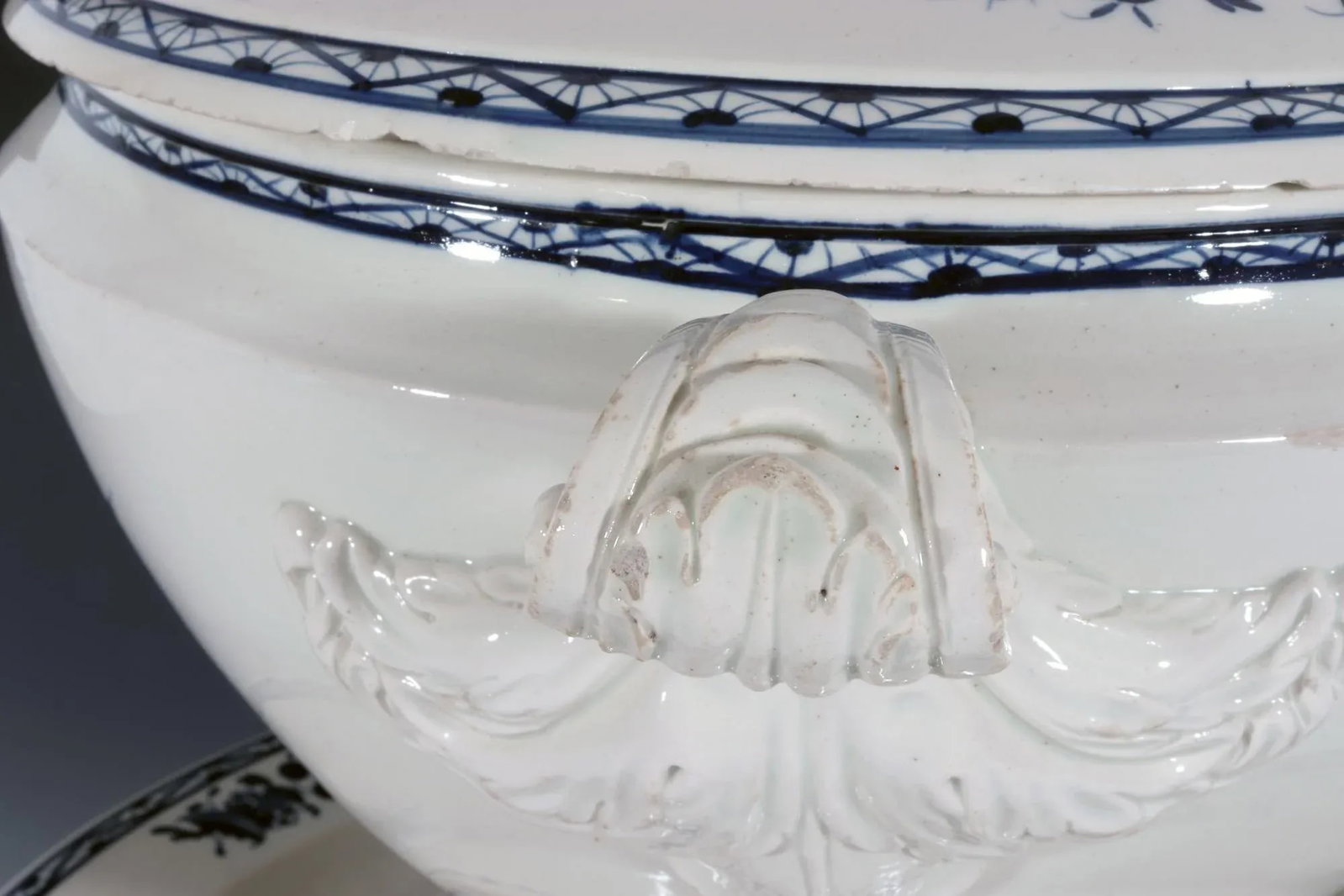 Continental Pottery Large Chinoiserie Soup Tureen, Cover & Stand, Nimy Factory, Belgium - 7
