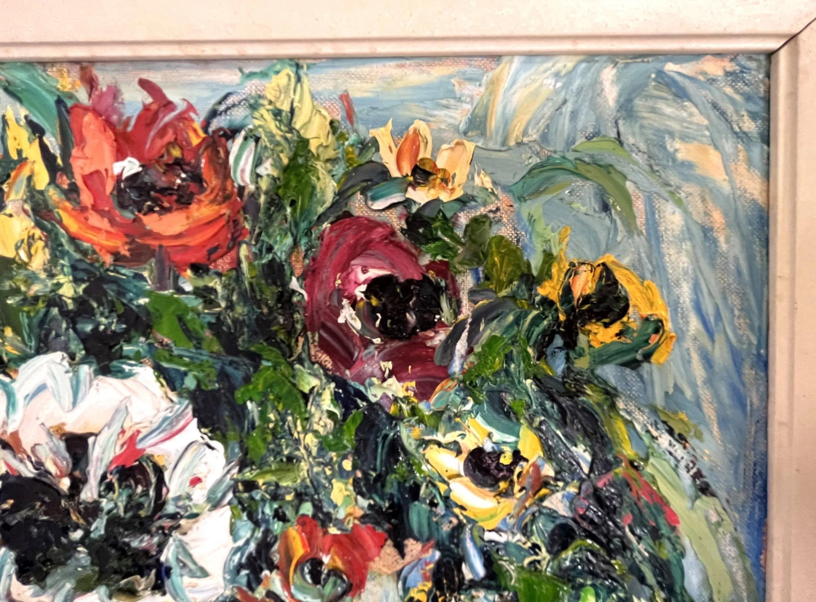 Original Impasto-Style Still Life Floral Painting Oil on Canvas Board - 3