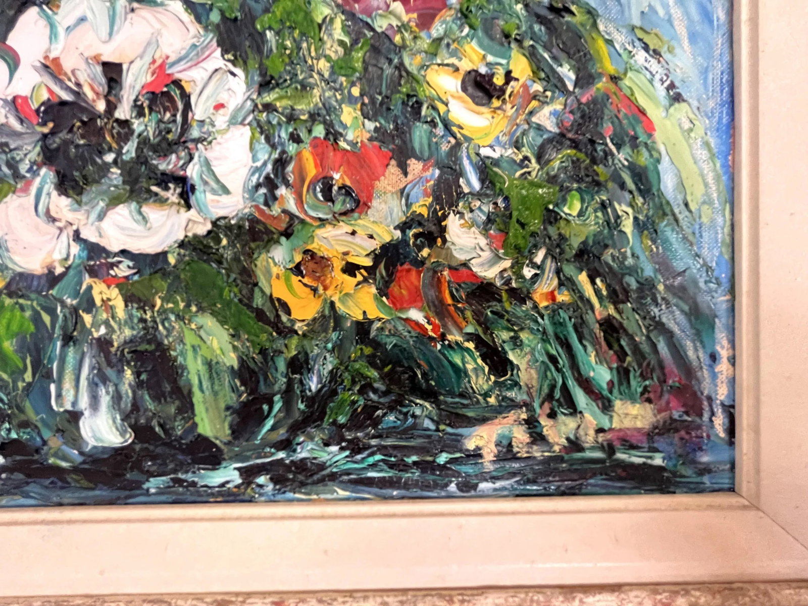 Original Impasto-Style Still Life Floral Painting Oil on Canvas Board - 5
