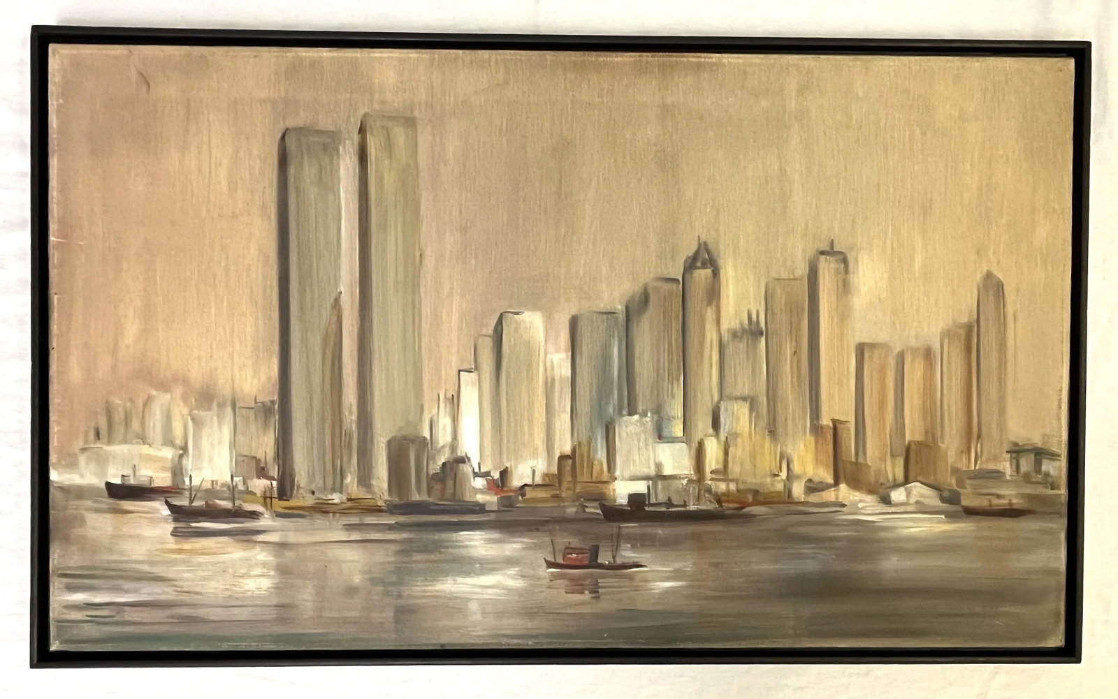 C1974 Cubist Inspired Signed Painting of New York City Skyline - 13