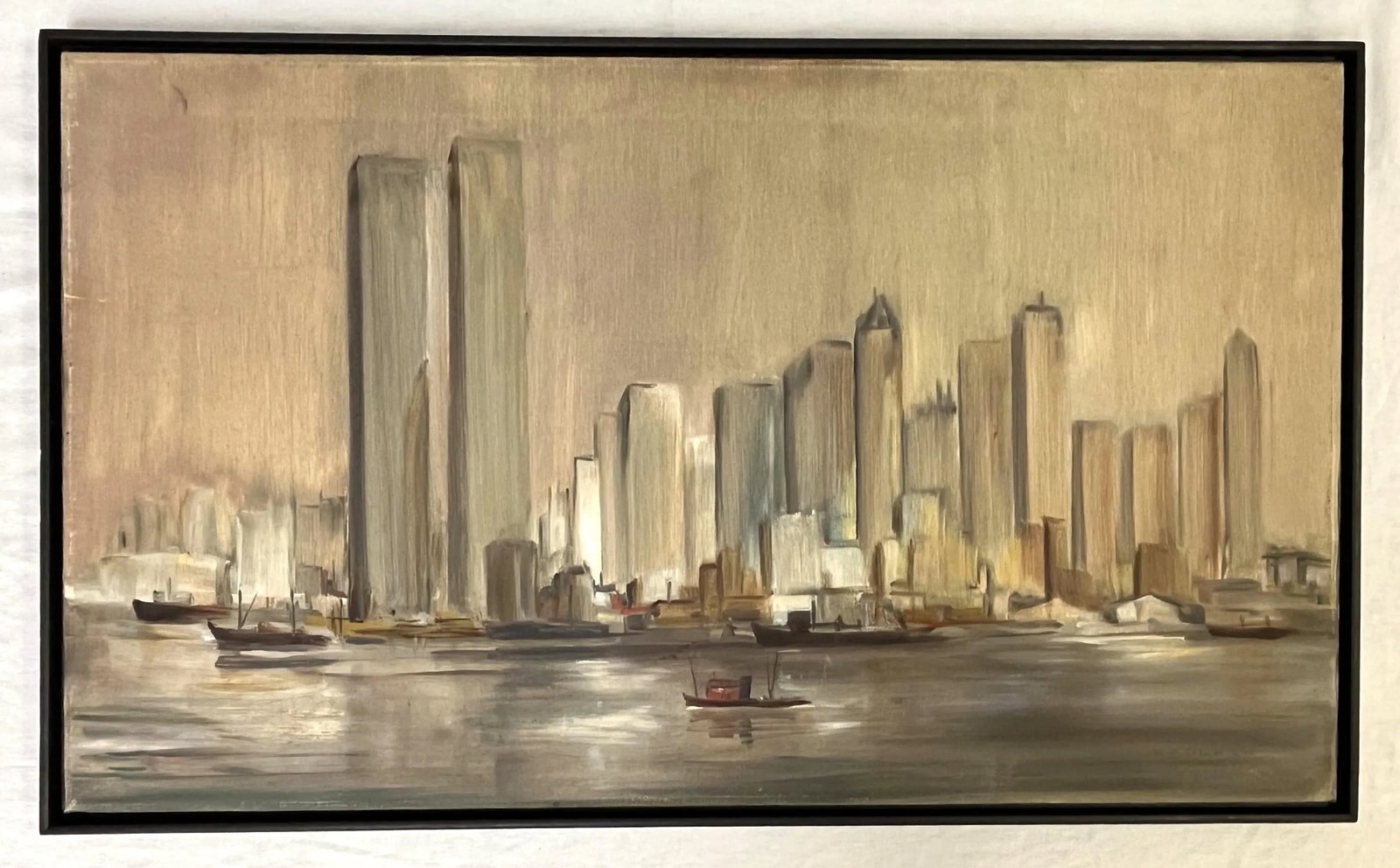 C1974 Cubist Inspired Signed Painting of New York City Skyline - 2