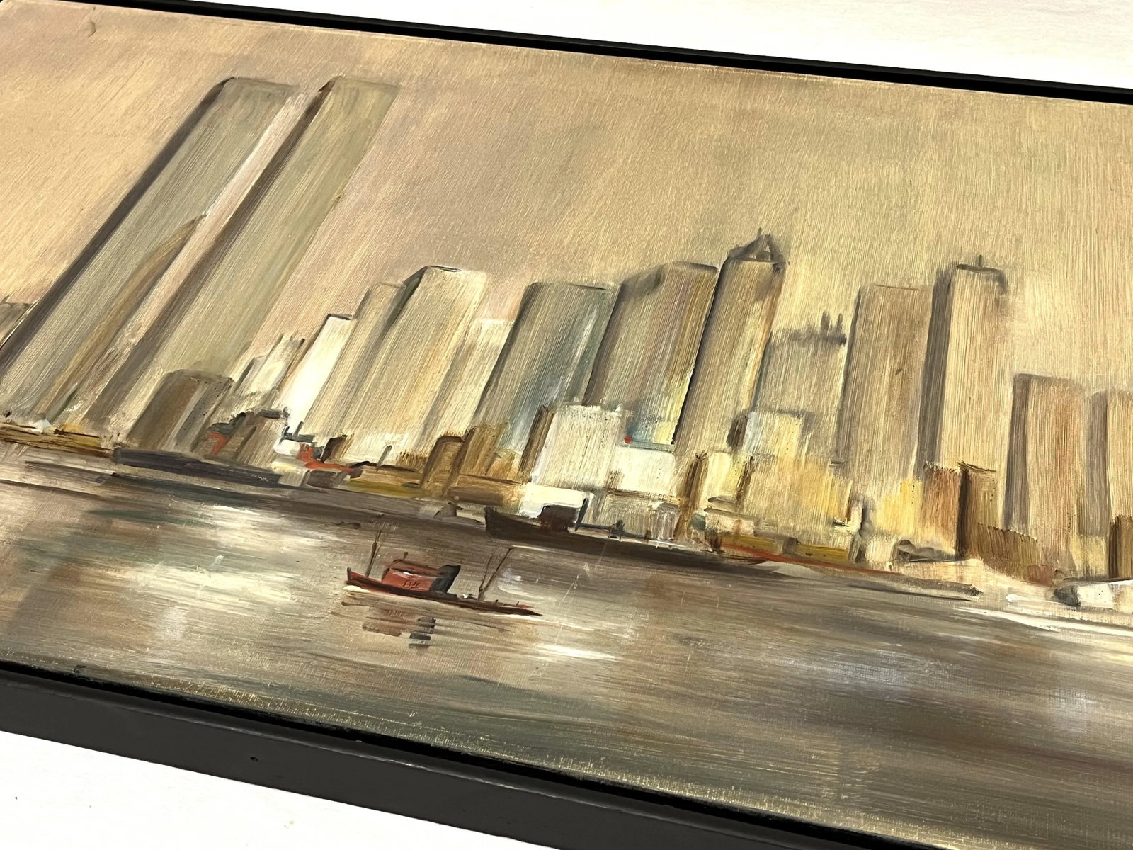 C1974 Cubist Inspired Signed Painting of New York City Skyline - 5