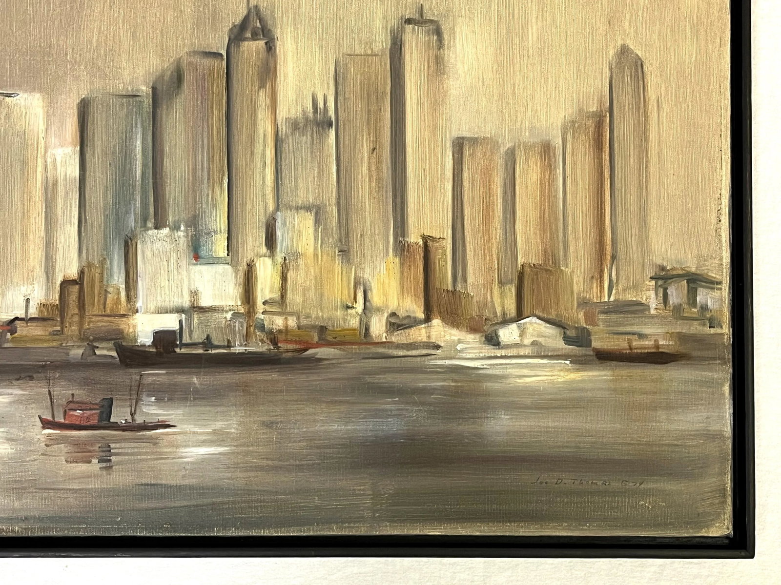C1974 Cubist Inspired Signed Painting of New York City Skyline - 7