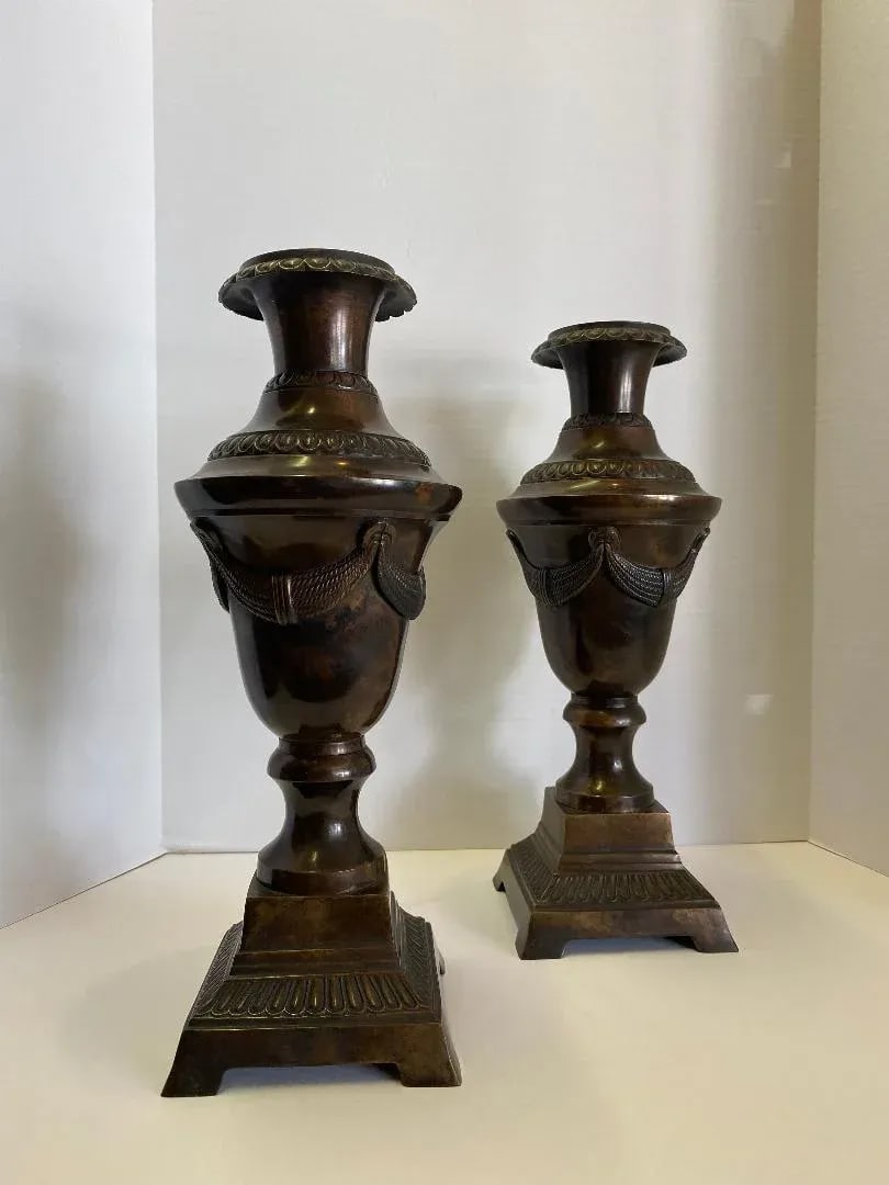 Antique Bronze Vases a Pair - 2