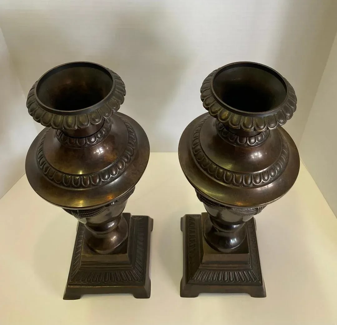 Antique Bronze Vases a Pair - 6