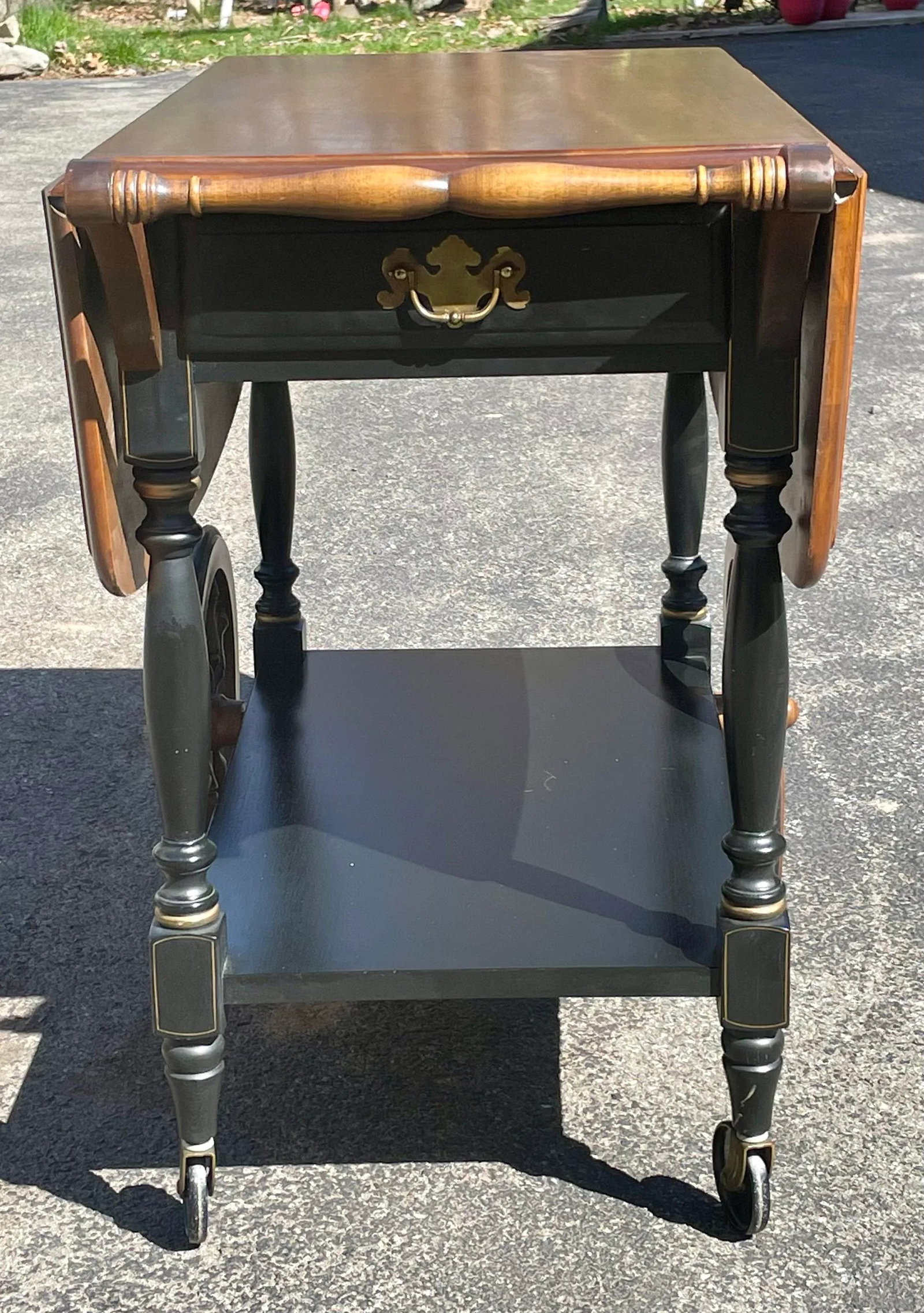 Hitchcock Style Drop Leaf Tea Wagon - 2