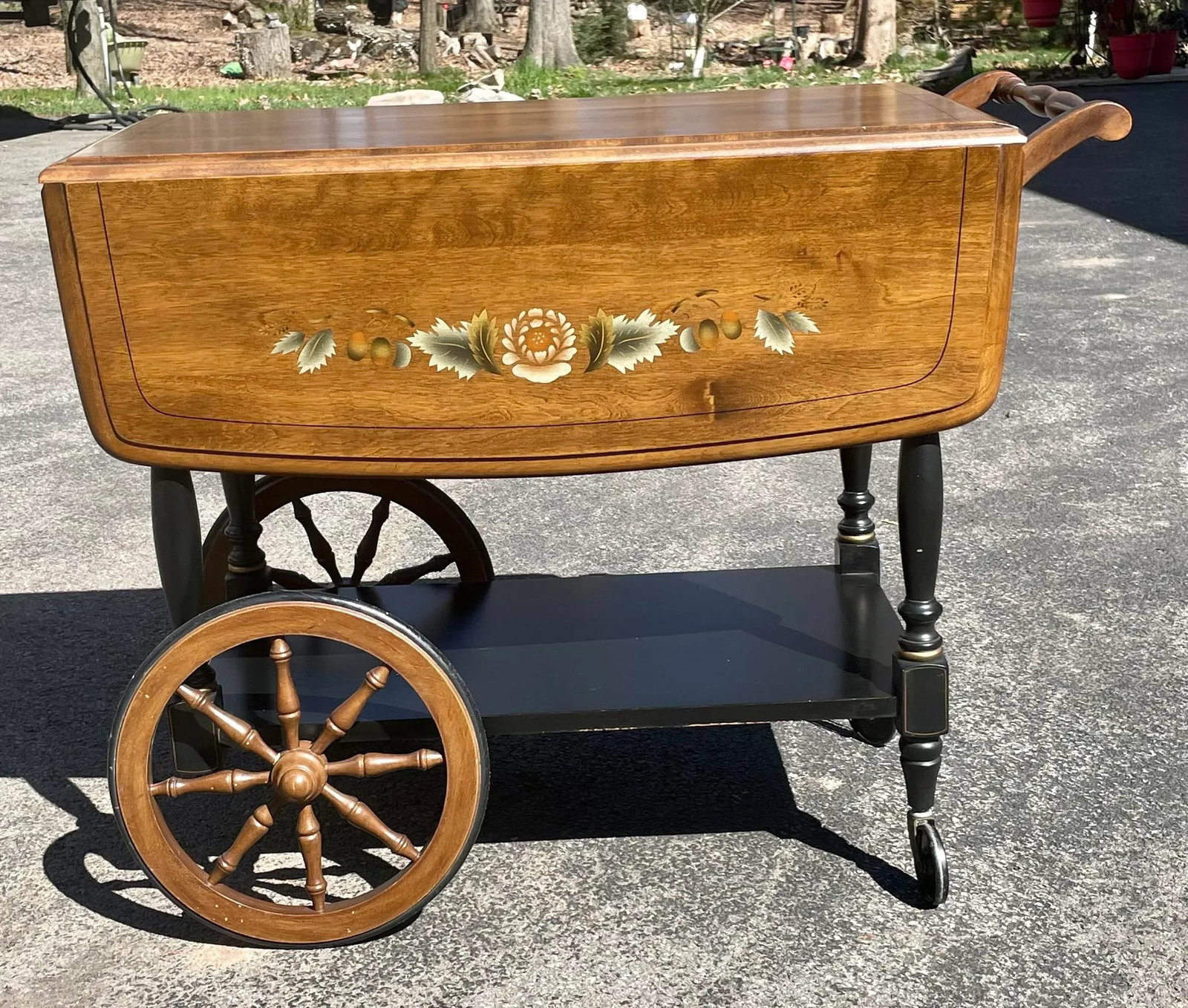 Hitchcock Style Drop Leaf Tea Wagon - 3