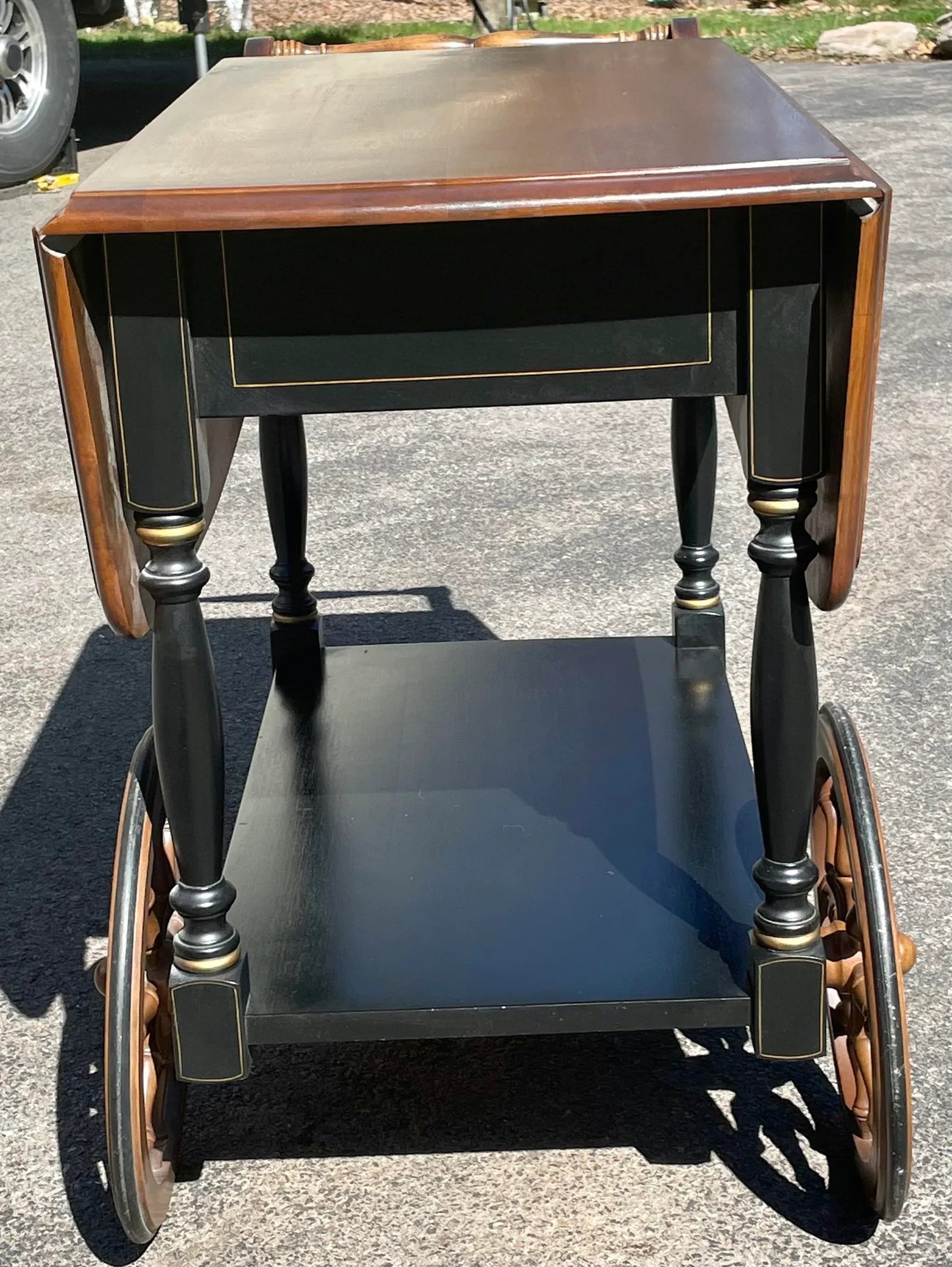 Hitchcock Style Drop Leaf Tea Wagon - 4
