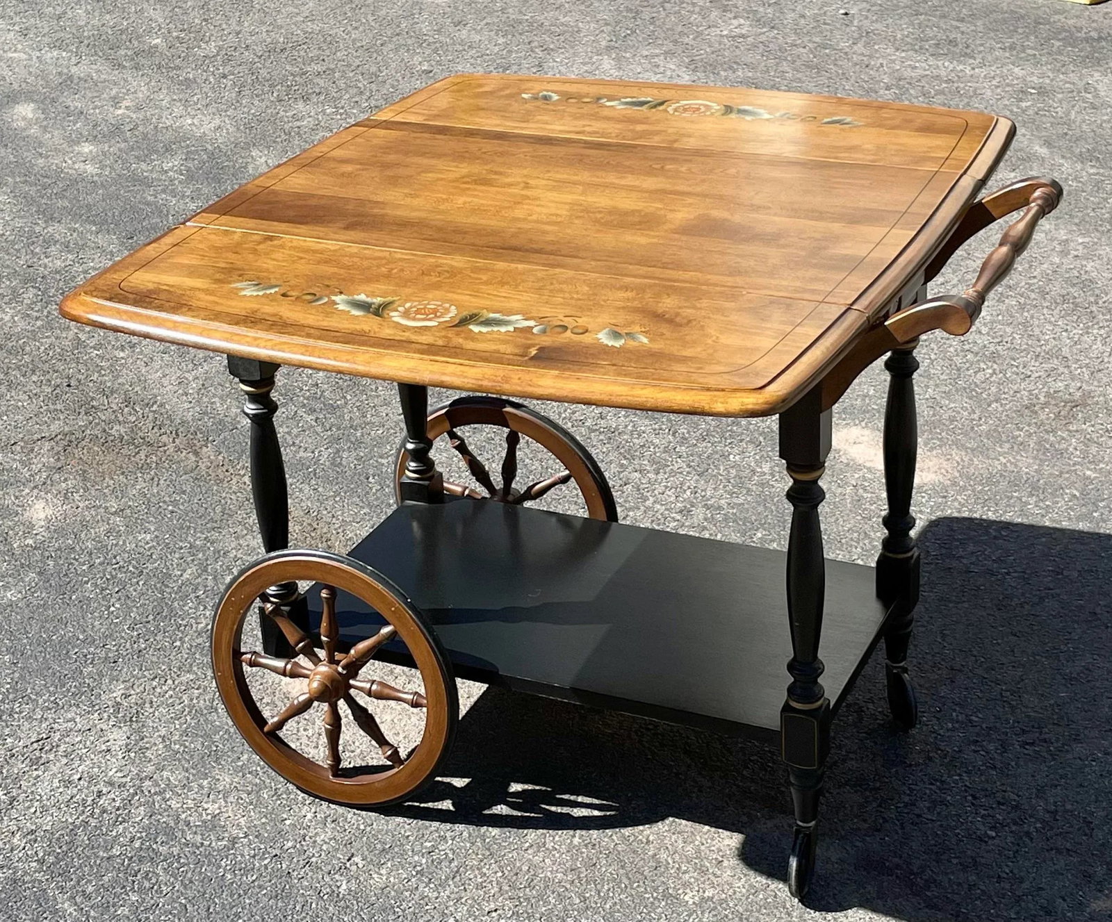 Hitchcock Style Drop Leaf Tea Wagon - 5