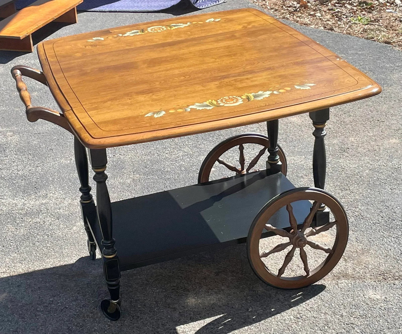 Hitchcock Style Drop Leaf Tea Wagon - 9