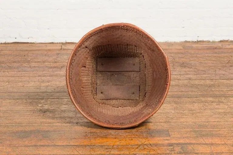 19th Century Hand Woven Rattan & Bamboo Thai Grain Basket with Tapering Lines - 10