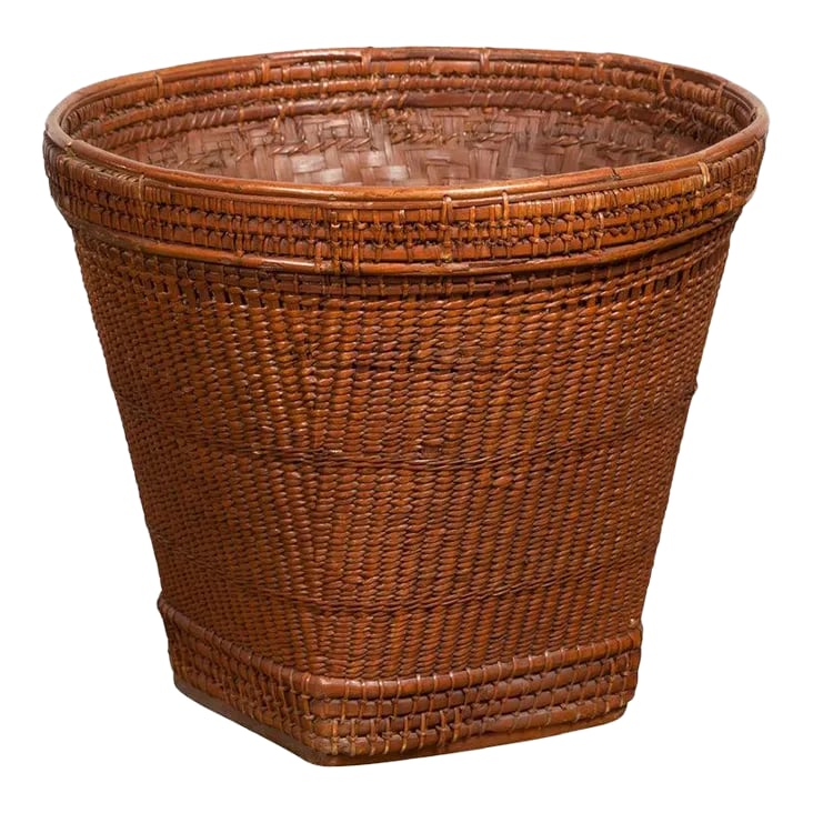 19th Century Hand Woven Rattan & Bamboo Thai Grain Basket with Tapering Lines (1 of 13)