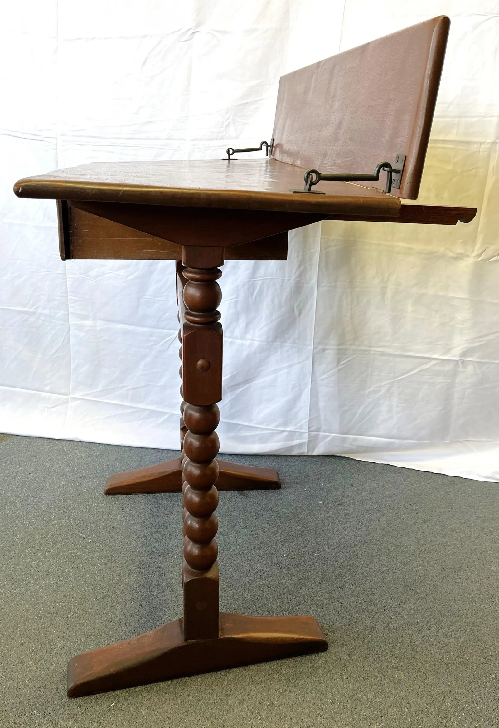 Antique Ship's Navigation Table Handmade of Solid Wood With Barley Twist Legs - 11