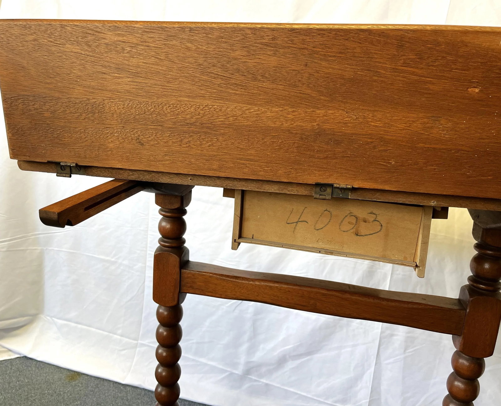 Antique Ship's Navigation Table Handmade of Solid Wood With Barley Twist Legs - 12