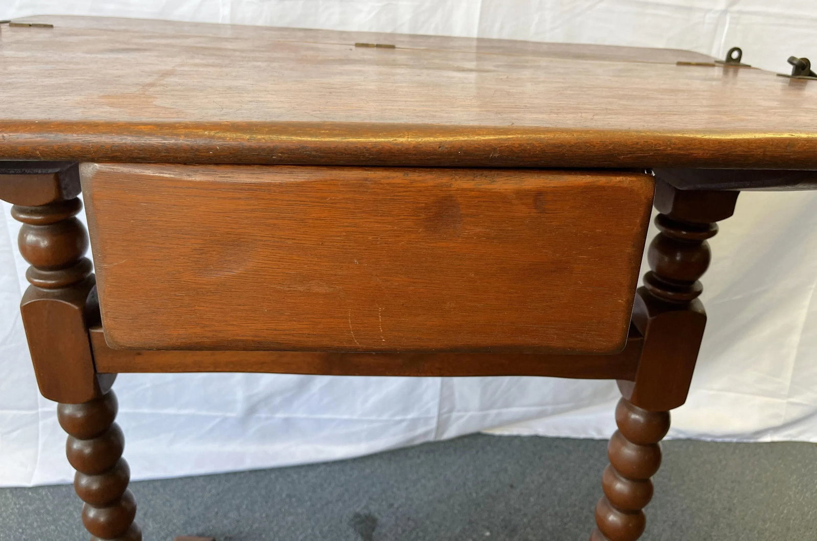 Antique Ship's Navigation Table Handmade of Solid Wood With Barley Twist Legs - 2