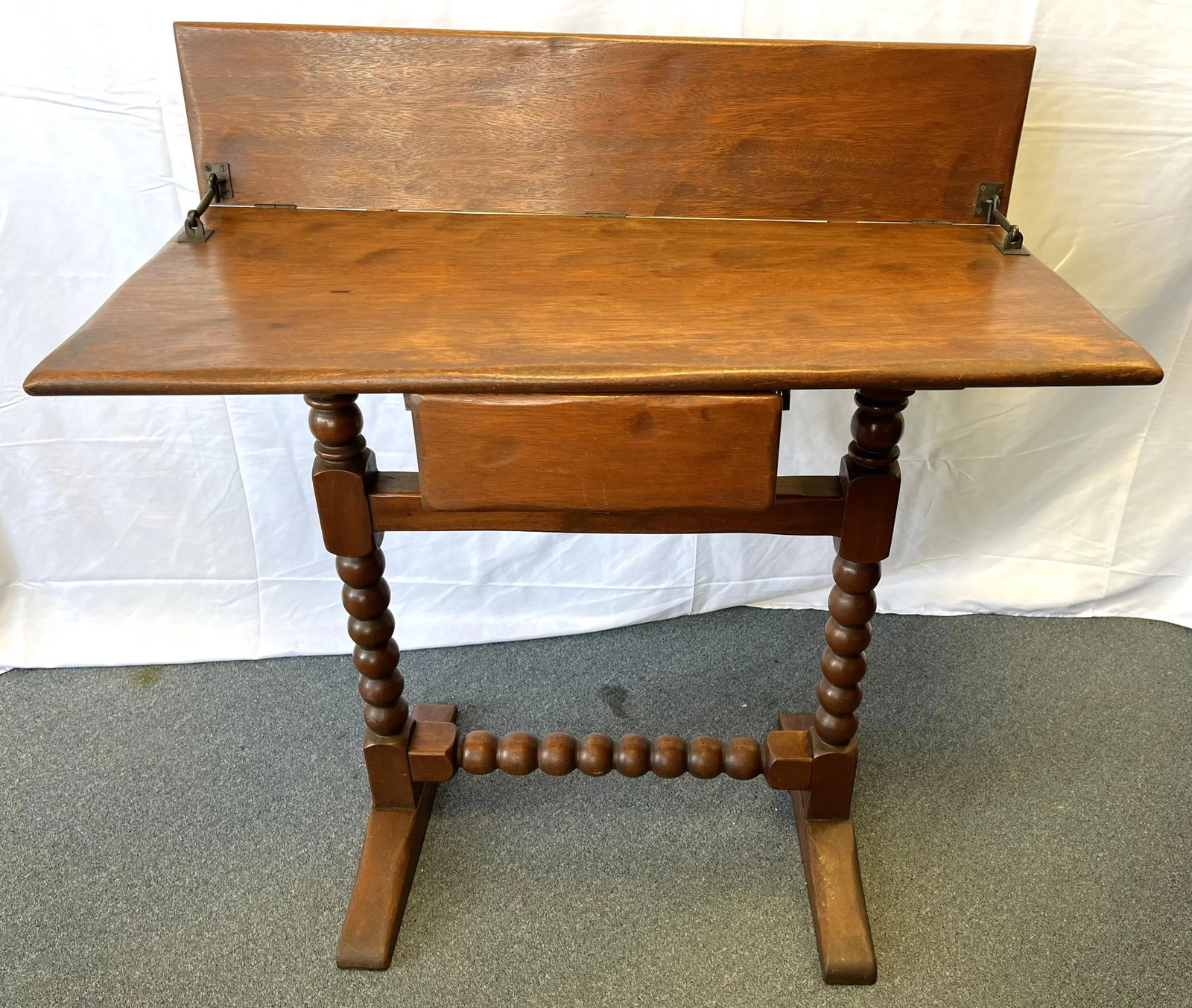 Antique Ship's Navigation Table Handmade of Solid Wood With Barley Twist Legs - 6